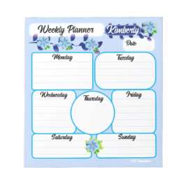 Blue Flowers Weekly Planner Notitieblok