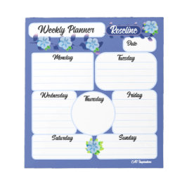 Blue Flowers Weekly Planner Notitieblok