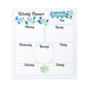 Blue Flowers Weekly Planner Notitieblok