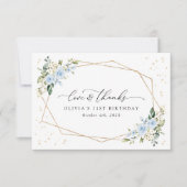 Blue Flowers, White Flowers, Greenery, Birthday Bedankkaart (Voorkant)