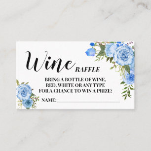 Blue Flowers Wine Raffle Ticket Vrijgezellenfeest