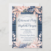 Blue Flowers Wood Retirement Party Kaart (Voorkant)