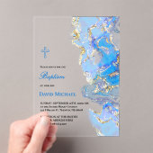 blue fluid marble Baptism acrylic invitation (In situ (ordinateur de poche))