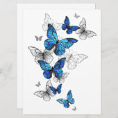 Blue Flying Butterflies Morpho (Voorkant / Achterkant)