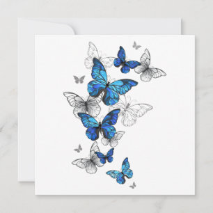 Blue Flying Butterflies Morpho Advieskaart