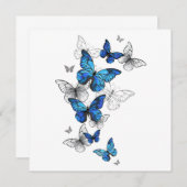 Blue Flying Butterflies Morpho Bedankkaart (Voorkant / Achterkant)