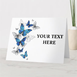 Blue Flying Butterflies Morpho Bedankkaart