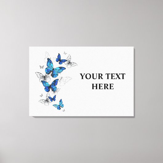 Blue Flying Butterflies Morpho Canvas Afdruk (Voorkant)