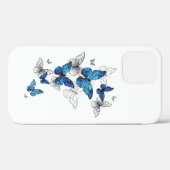 Blue Flying Butterflies Morpho Case-Mate iPhone Case (Achterkant (horizontaal))