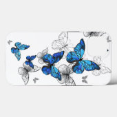Blue Flying Butterflies Morpho Case-Mate iPhone Case (Achterkant (horizontaal))