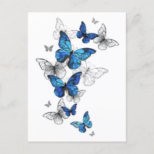 Blue Flying Butterflies Morpho Feestdagenkaart