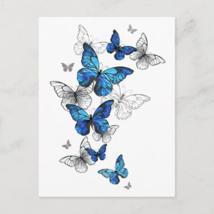 Blue Flying Butterflies Morpho Feestdagenkaart
