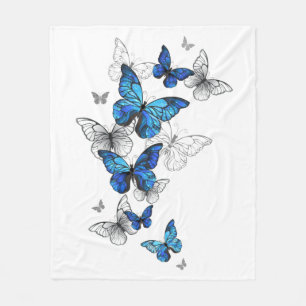 Blue Flying Butterflies Morpho Fleece Deken