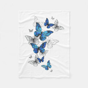 Blue Flying Butterflies Morpho Fleece Deken