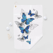 Blue Flying Butterflies Morpho Golfhanddoek (Insitu)