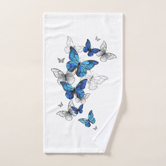 Blue Flying Butterflies Morpho Handdoek (Handdoek)