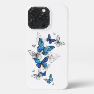 Blue Flying Butterflies Morpho iPhone 13 Pro Hoesje