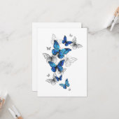 Blue Flying Butterflies Morpho Kaart (Voorkant / Achterkant in situ)