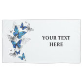 Blue Flying Butterflies Morpho Kussensloop (Voorkant-Links)