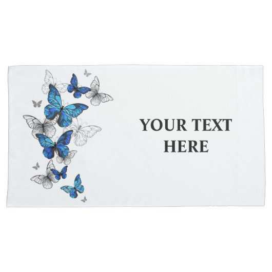 Blue Flying Butterflies Morpho Kussensloop (Voorkant-Rechts)