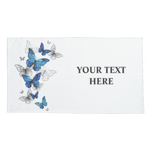 Blue Flying Butterflies Morpho Kussensloop (Achterkant-Links)