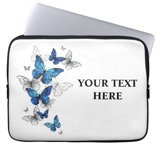 Blue Flying Butterflies Morpho Laptop Sleeve (Voorkant)
