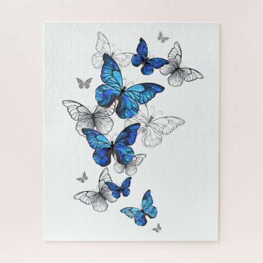 Blue Flying Butterflies Morpho Legpuzzel (Verticaal)