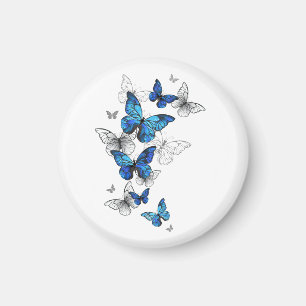 Blue Flying Butterflies Morpho Magneet