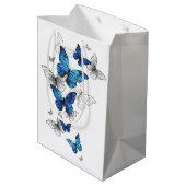 Blue Flying Butterflies Morpho Medium Cadeauzakje (Achterkant Gekanteld)