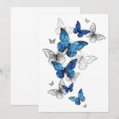 Blue Flying Butterflies Morpho Menu (Voorkant / Achterkant)