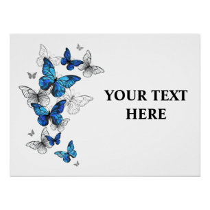 Blue Flying Butterflies Morpho Perfect Poster