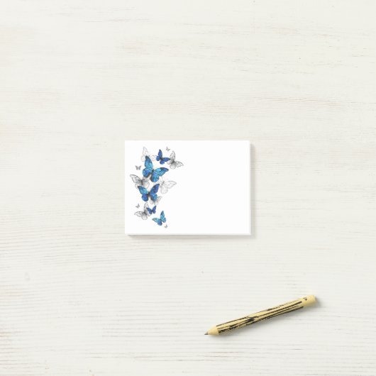 Blue Flying Butterflies Morpho Post-it® Notes (Op bureau)