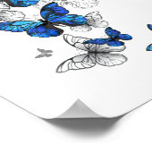 Blue Flying Butterflies Morpho Poster (Hoek)
