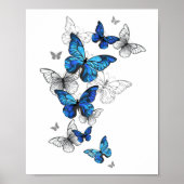 Blue Flying Butterflies Morpho Poster (Voorkant)