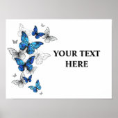Blue Flying Butterflies Morpho Poster (Voorkant)