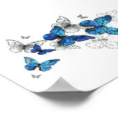 Blue Flying Butterflies Morpho Poster (Hoek)