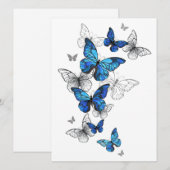 Blue Flying Butterflies Morpho Save The Date (Voorkant / Achterkant)
