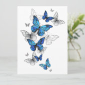 Blue Flying Butterflies Morpho Save The Date (Staand voorkant)