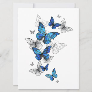 Blue Flying Butterflies Morpho Save The Date