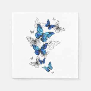 Blue Flying Butterflies Morpho Servet