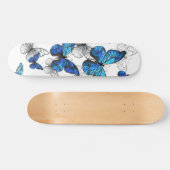 Blue Flying Butterflies Morpho Skateboard (Horizontaal)