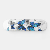 Blue Flying Butterflies Morpho Skateboard (Horizontaal)