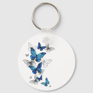 Blue Flying Butterflies Morpho Sleutelhanger