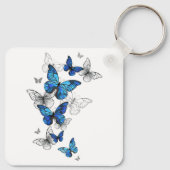 Blue Flying Butterflies Morpho Sleutelhanger (Achterkant)