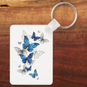 Blue Flying Butterflies Morpho Sleutelhanger (Achterkant)