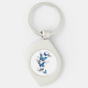 Blue Flying Butterflies Morpho Sleutelhanger