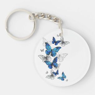 Blue Flying Butterflies Morpho Sleutelhanger