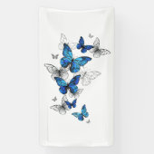 Blue Flying Butterflies Morpho Spandoek (Verticaal)