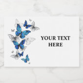 Blue Flying Butterflies Morpho Voedselcontainer Etiket (Enkel label)