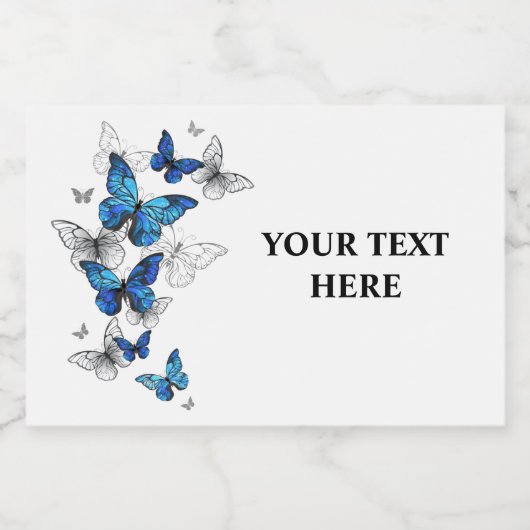 Blue Flying Butterflies Morpho Voedselcontainer Etiket (Enkel label)